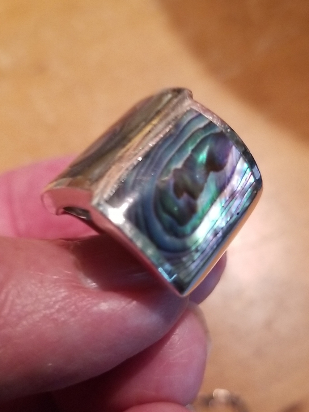 Silver ring with Abalone Shell Inlay - Picture 5 of 8